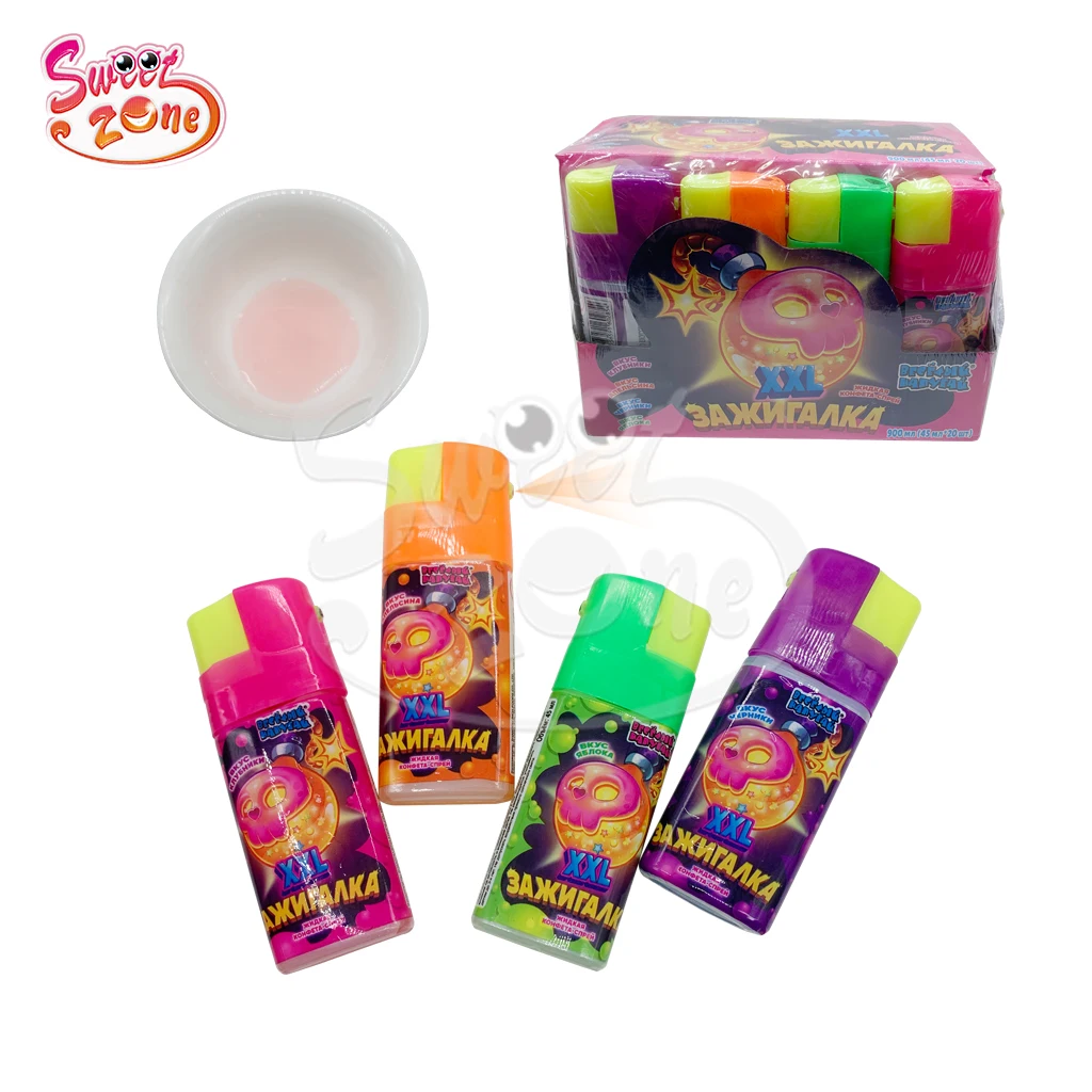 Wholesale sweet sour candy colorful fruit lighter spray candy toys candy