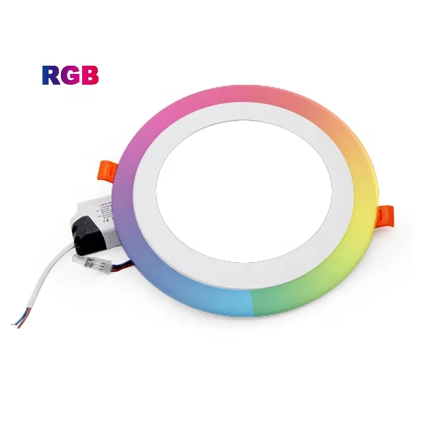 Remote control downlight led lamp cct adjystable panel light rgb ceiling recessed round 24w double color led panel light