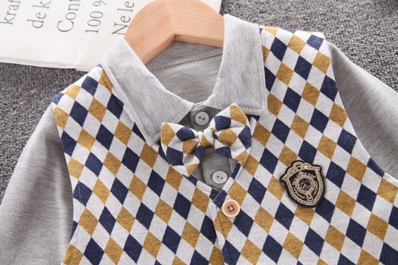 Hot Selling Autumn Knit Vest Cardigan Kids Polo Shirts Three Pieces Suits