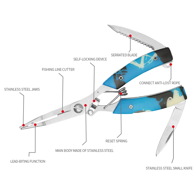 Hot Sale Camouflage Hook Remover Pesca Tools for Fishing Stainless Steel Fishing Line