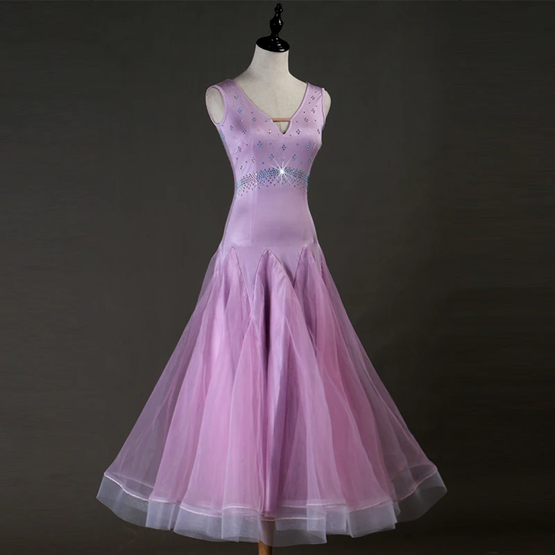 MQ109  Factory International Standard Competition pink Ballroom Dance Dress