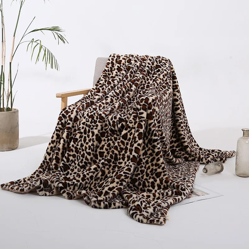 Leopard Print Blanket Fleece Throw Blanket for Bed Sofa Travel and Camping Soft Cozy Fluffy Plush Blanket 50 by 60inch