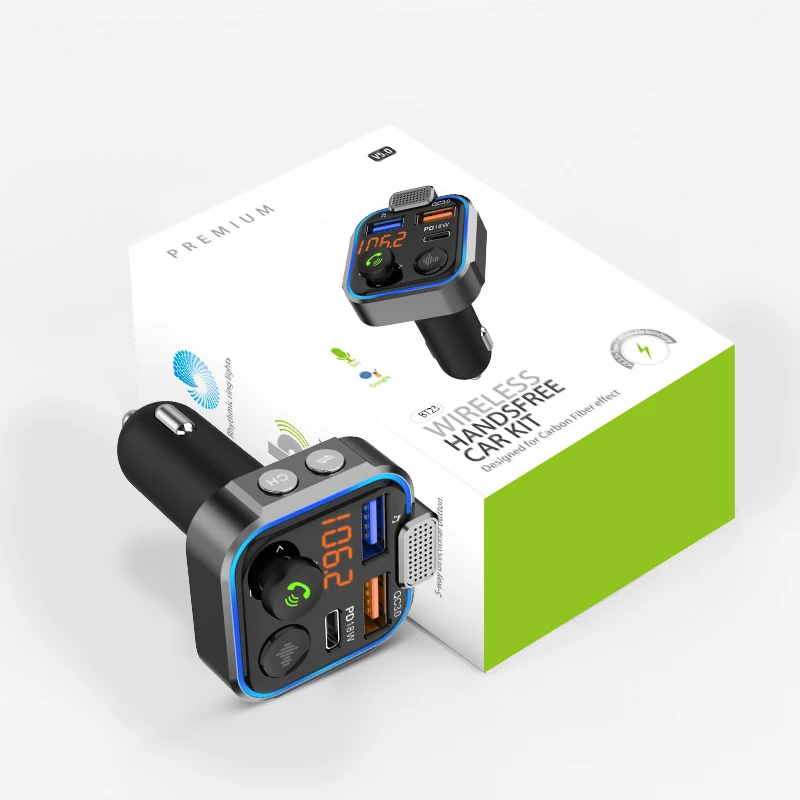 BT23 Bluetooth Car Kit with Colorful Light 5 Way Directional Key Car Music Player Hifi Bass Wireless Bluetooth FM Transmitter