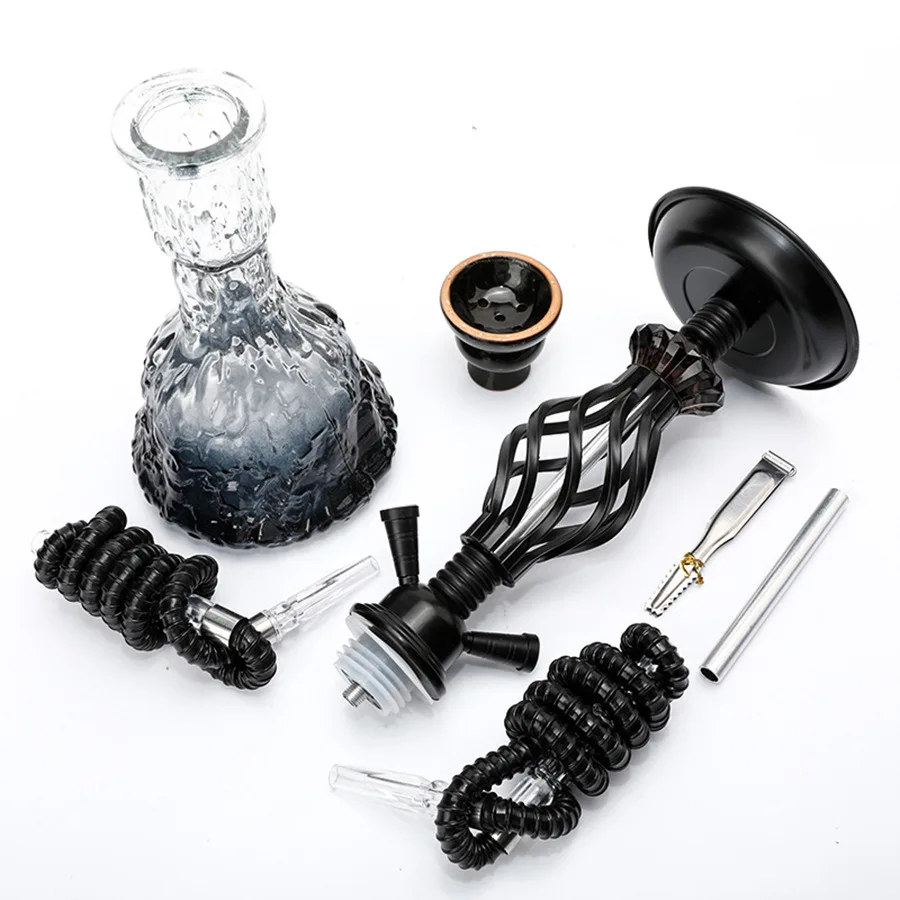 Foreign Trade in Stock Cross-border Hot Eagle Medium Hookat Four-tube Suit Double-tube Metal Glass Smoke
