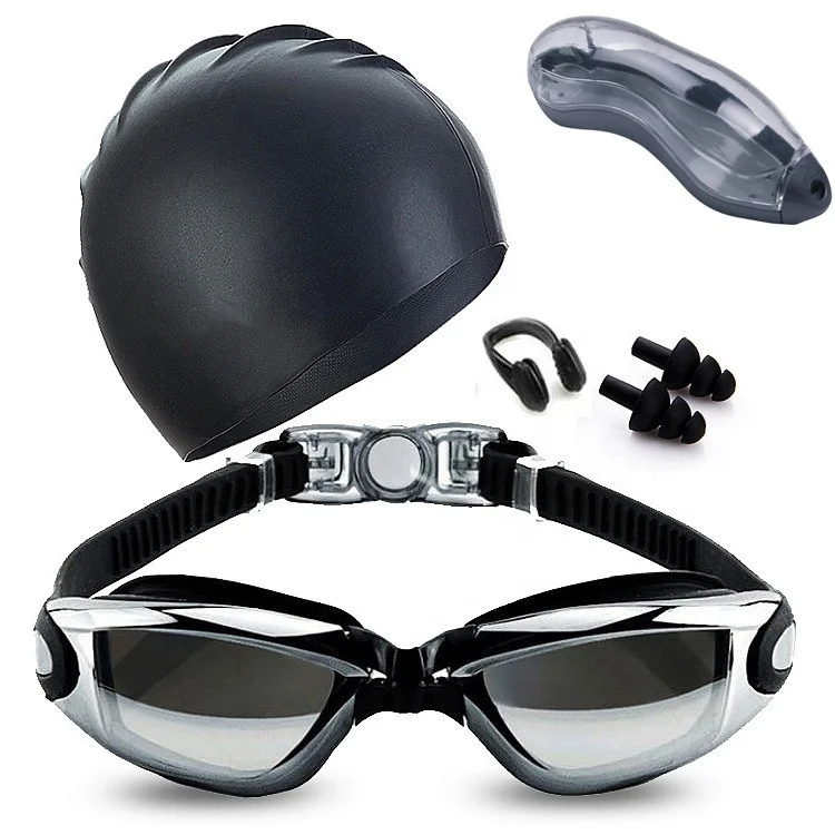 Cap Nose Clip Earplug Hat Packages Goggles for Swim No Leaking Adult UV Protection Triathlon Anti Fog Swimming Goggles