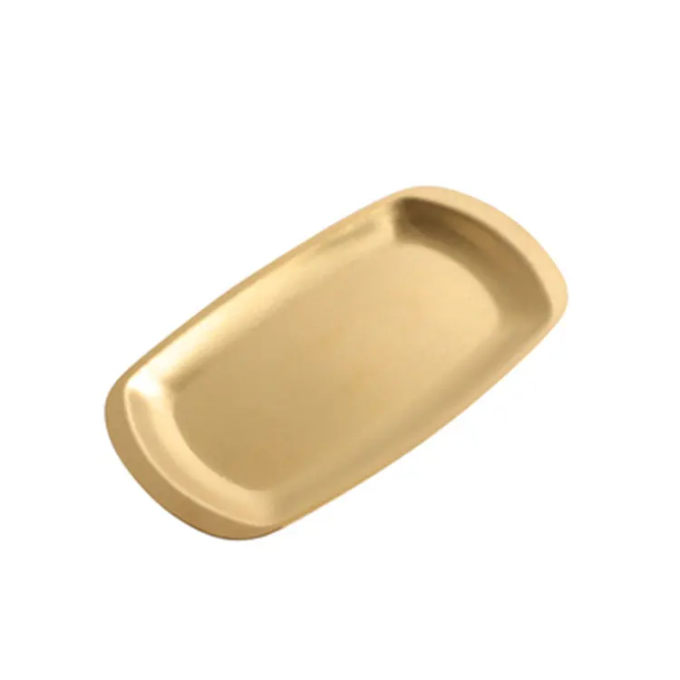 Japan Korea Food Cutlery Trays Stainless Steel Rectangular Barbecue Dish Metal Snack Plate Vegetarian Dish Frosted Dinner Plates