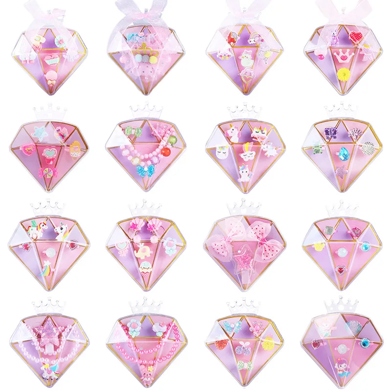 toys 2022 popular kids kids play house	 Crown Princess Jewelry Box imitation diamonds rings toy organizers and storage