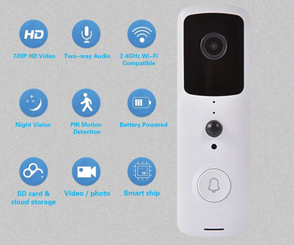  smart wifi hd security two-way talk night vision door bell chime wired ring video