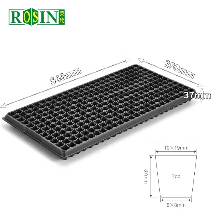 Customized seedling tray 288 Cells Polystyrene Black PS Plastic Nursery Seed Starter Tray  Mold With Dome