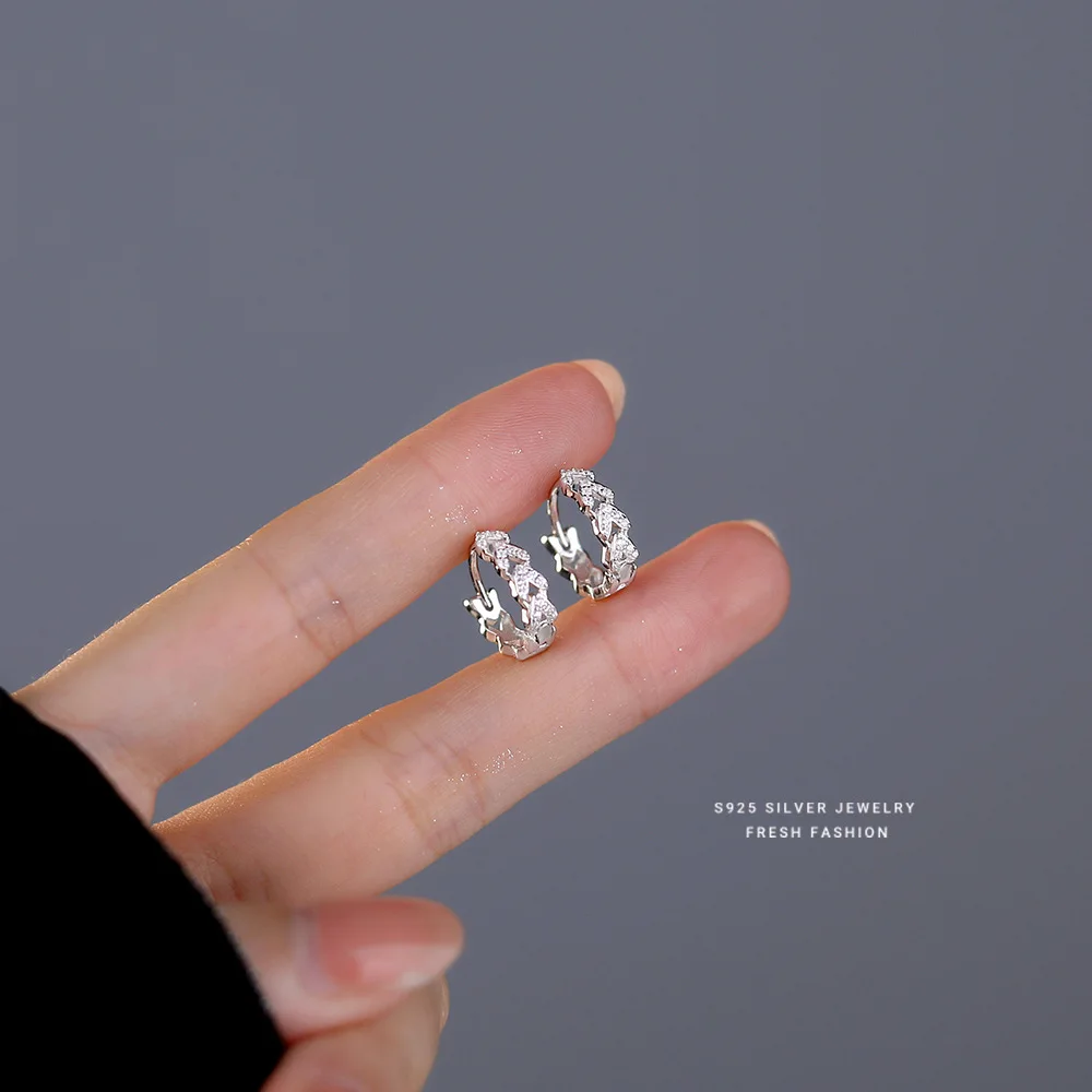 Glamour jewelry 925 silver earrings jewelry 18K gold plated CZ zircon heart hoop earrings for women