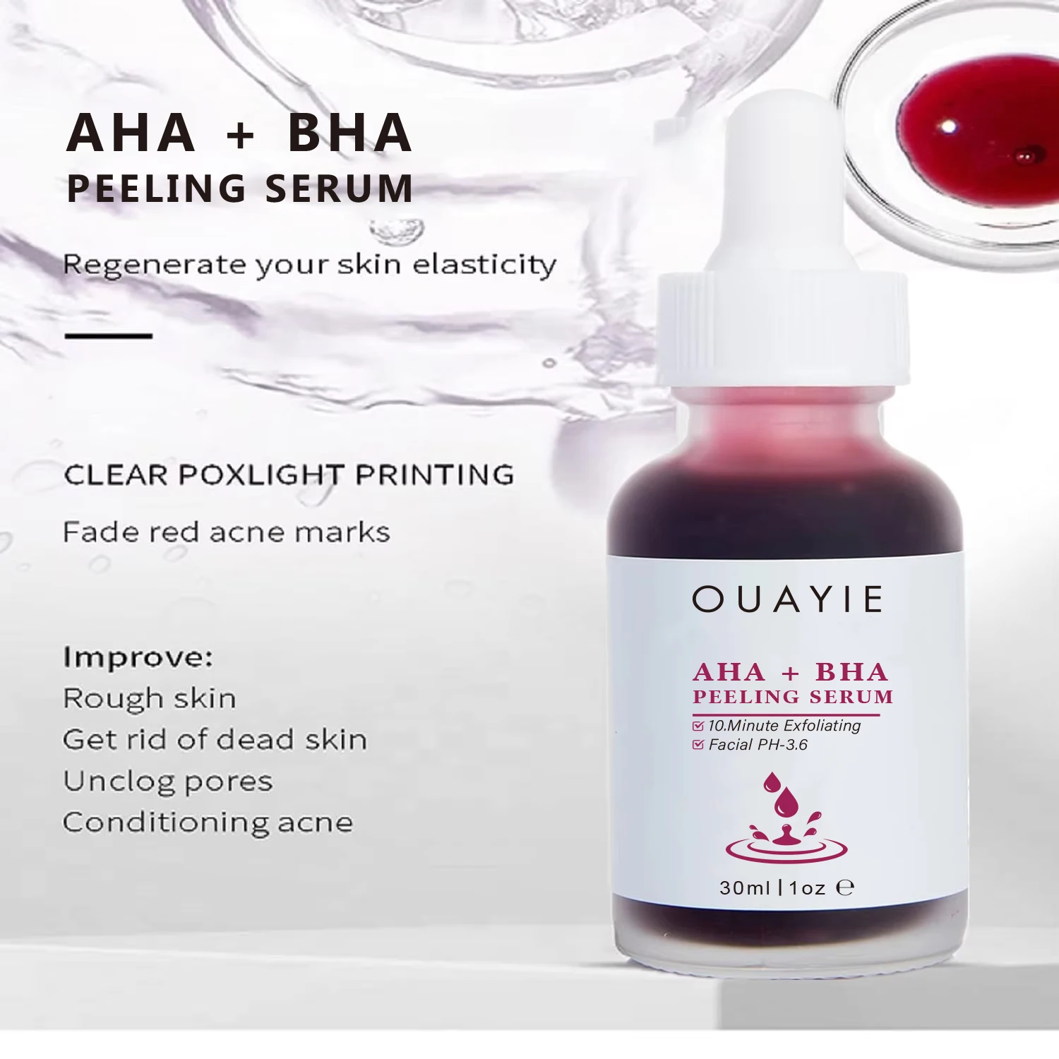 BLIW OEM Private Label Natural Soft Anti-Wrinkle Whitening AHA BHA Radiant Glow Exfoliating Peeling Face Serum