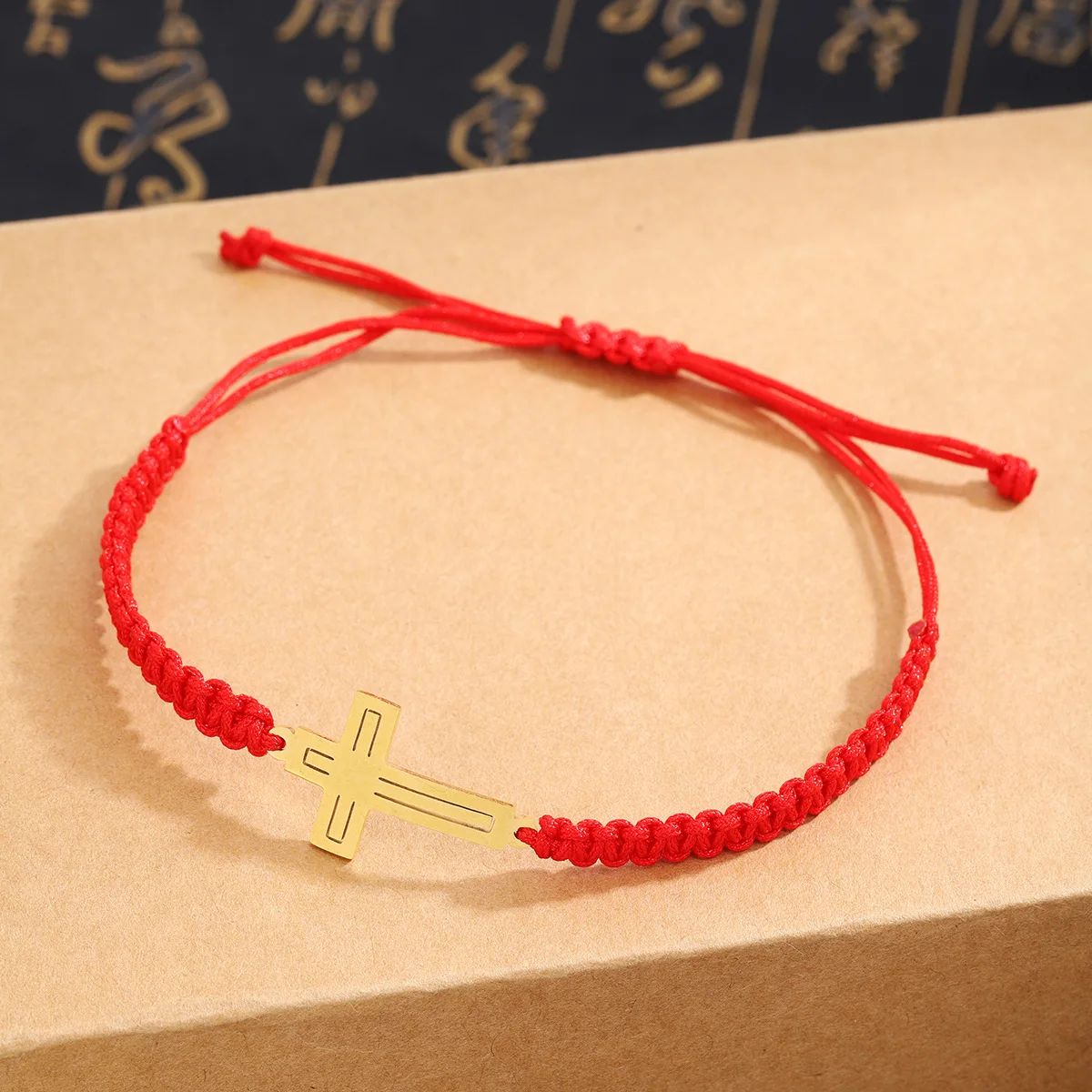 Handmade Knot Religion Cross God Black Red Cord String Rope Chain Pendant Bracelets for Women Men