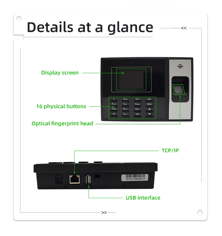 GPRS Wifi TCP/IP RS485 Fingerprint Time Recorder Finger print Staff Biometric Attendance Machine With Cloud Software