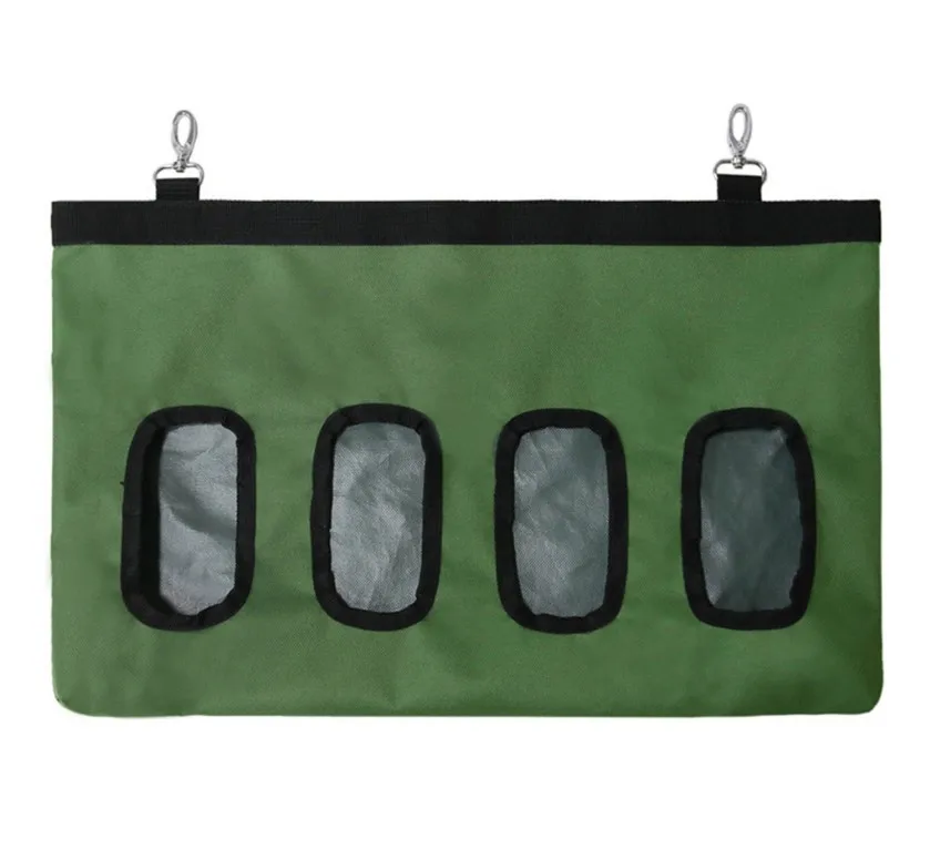 Rabbit Hay Feeder Bag Hay Bag 4 Holes Hanging Feeder Pig Hay Feeder Storage Small Animal Feeding Bag for Rabbit Guinea Pig