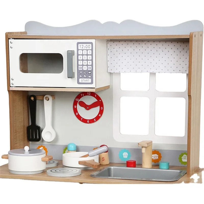 Montessori white wooden kitchen stove toy educational toy role-playing toddler toy