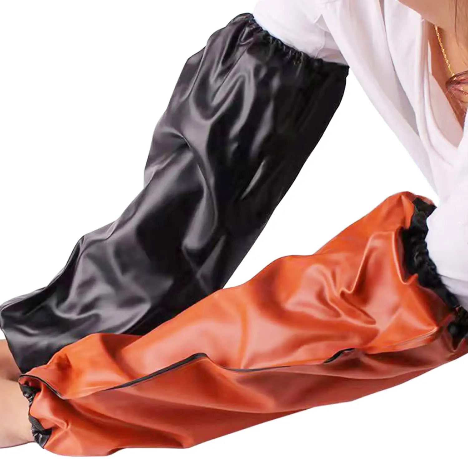 PVC Arm Sleeves Covers, Waterproof Oilproof Sleeves Protector, Protective Arm Oversleeve with Elastic Cuffs