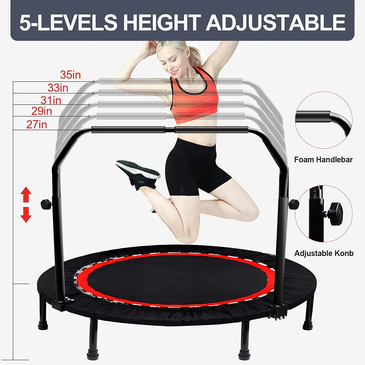 New 2022 Model Folding Indoor Mini Trampoline Fitness Rebounder Sale for Adults to Lose Weight