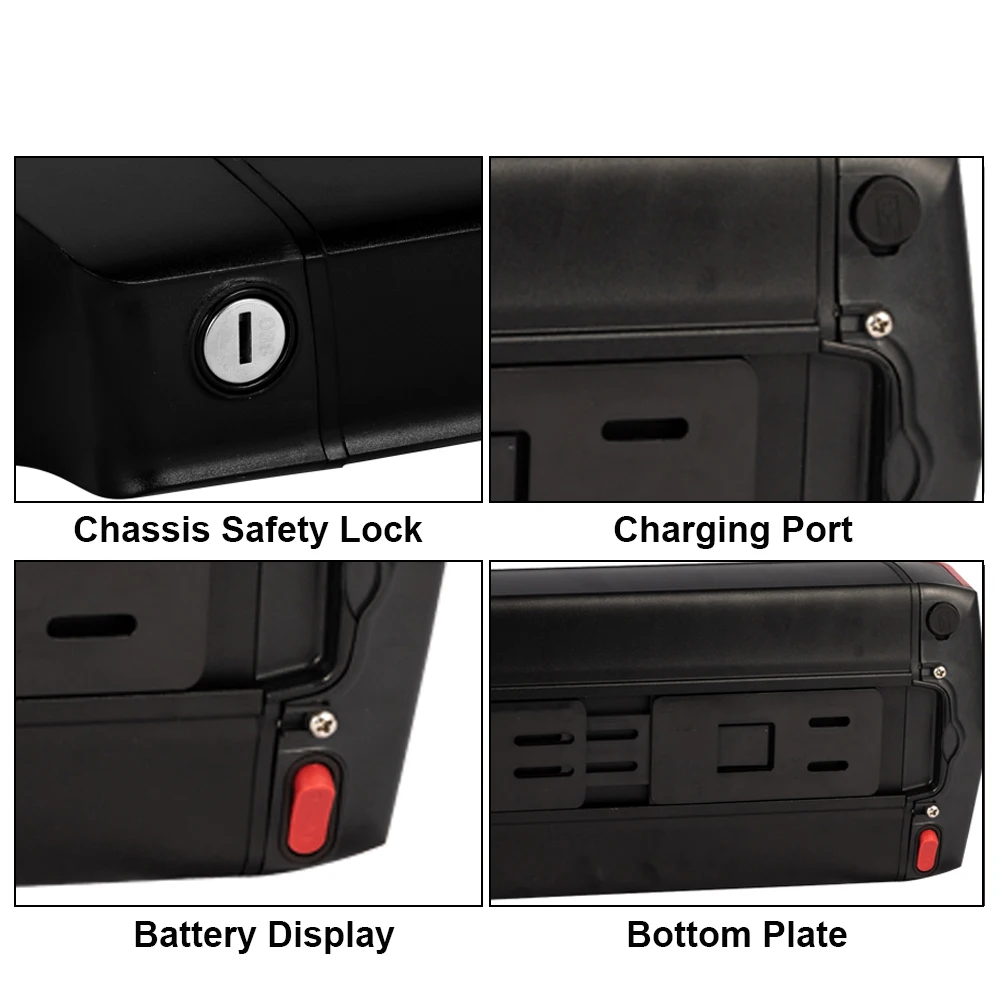 ChamRider Rear Rack RB-3 Ebike Battery Case,Electric Bike Battery Box,Double Layer,Luggage Rack,Reention, 10S5P,13S4P ,48V,36V