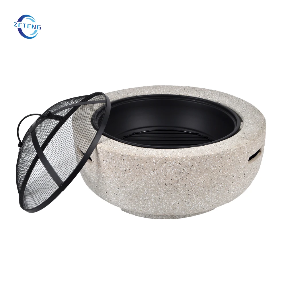 ZT 24 INCH Outdoor Round Magnesium Oxide Fire Pit MGO Garden Wood Burning Stove FirePits
