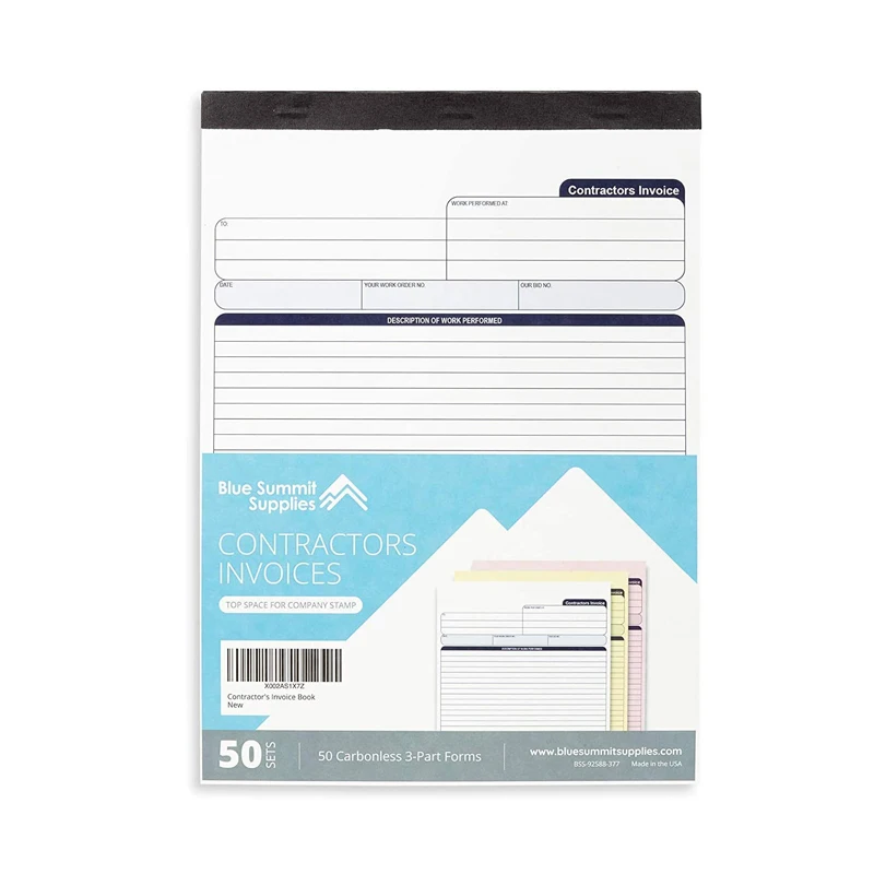 
Customized Duplicate Form CNR Paper Cash Receipt Book Contractor Invoice 