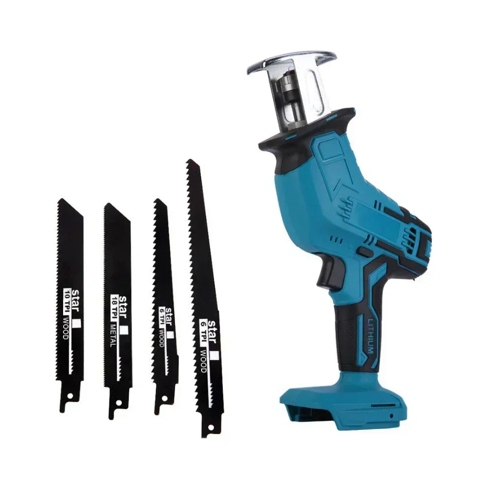 Cordless Reciprocating Saw Power Saw for Wood / Metal Cutting with 4pcs Blades Fit Makita 18v Battery