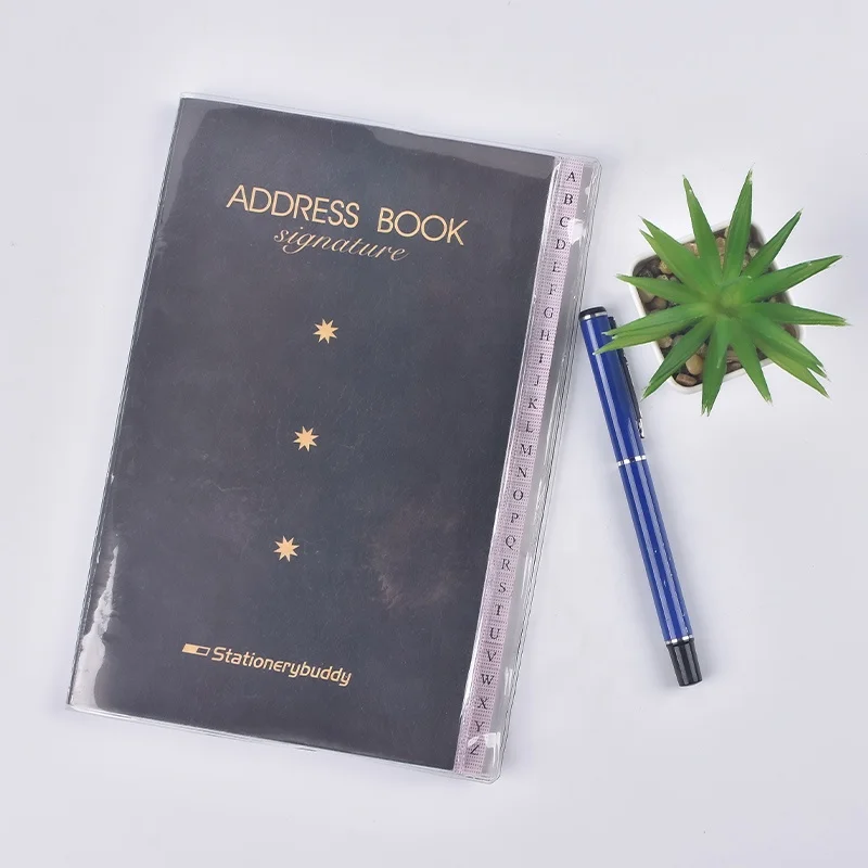 Promotion Office Stationery A6 Pocket Memo Notebook PVC Cover Black Small Leather Address Book