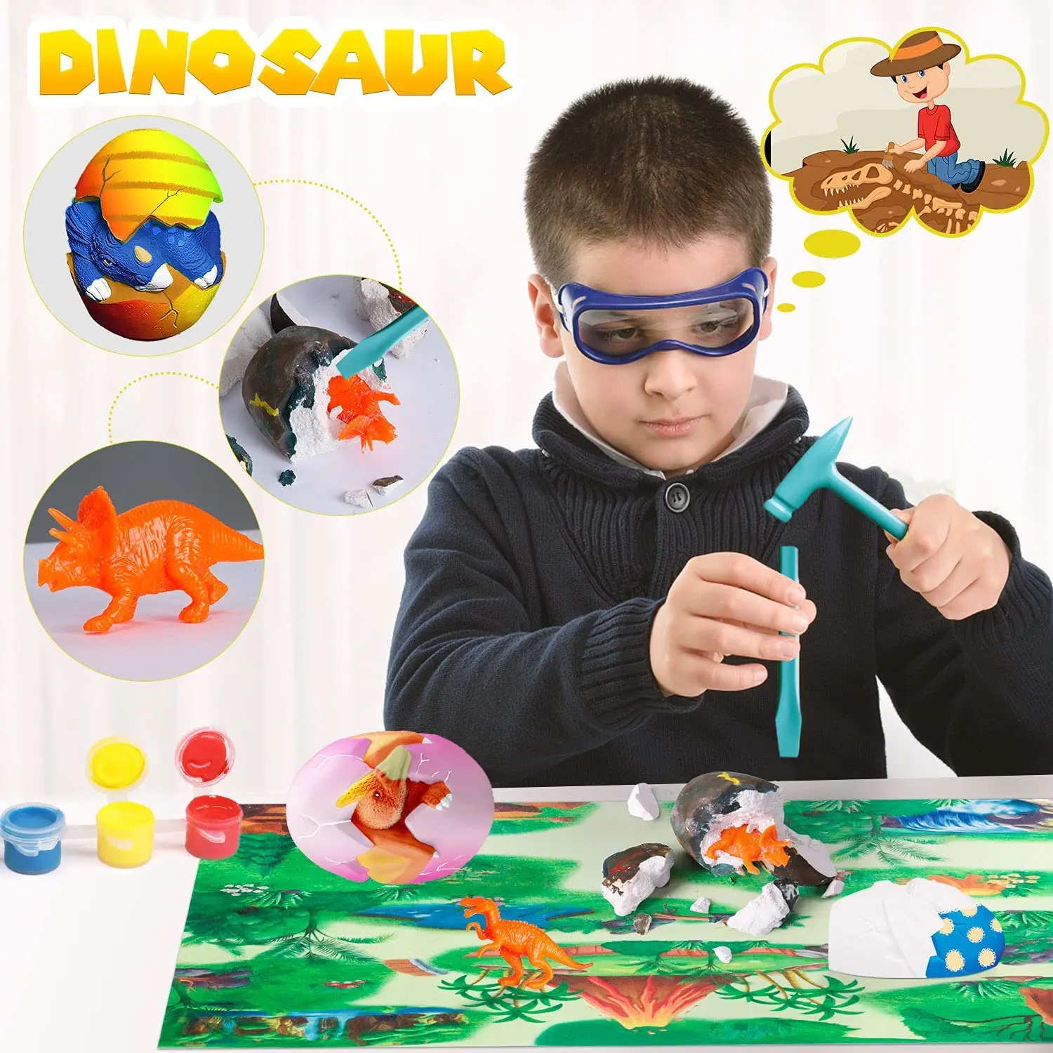 Educational archaeological dig kit toy DIY Paintings dinosaur egg toy HN886840