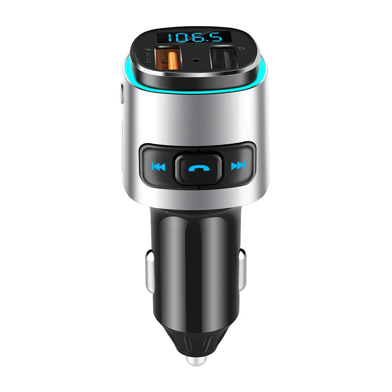 
Car Kit Mp3 Player Bt5.0 Handsfree Usb Charger Bc41 Fm Transmitter Radio Adaptor Qc3.0 Fast Charger With Led Displays 