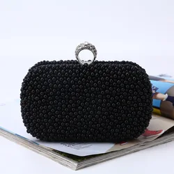2019 Luxury Rectangle Elegant chain party Crystal pearl evening bag bridal women clutch bags