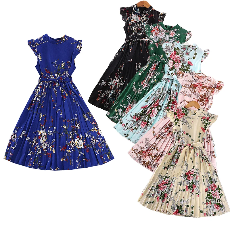 Платье для девочек с цветочным узором и галстуком-бабочкой