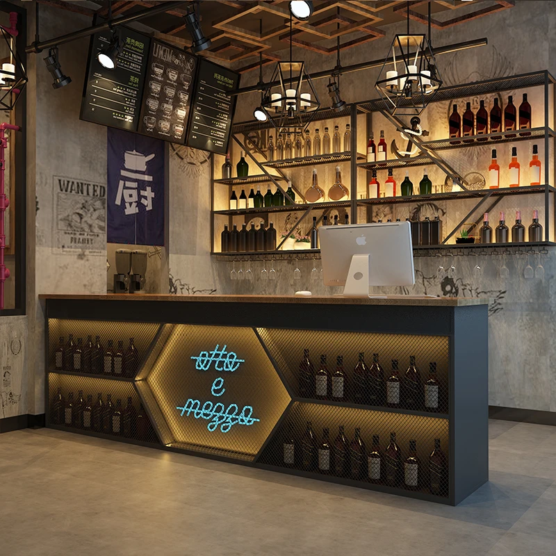 Барная стойка кассовый аппарат маленький ресторан кованая ретро промышленный стиль барбекю регистрации магазина