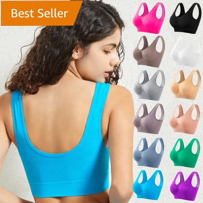 Top Sale Women Plus Size S-5XL Seamless Wireless Pure Comfort Padded Sleep Pullover Bralette Yoga Fitness Everyday T-Shirt Bra