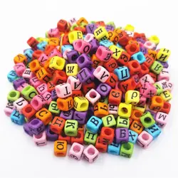 AC1174 500g/bag 6MM Russian Letter Acrylic Beads Square Russia Alphabet Cube Loose Spacer Beads For DIY Jewelry Making Bracelet