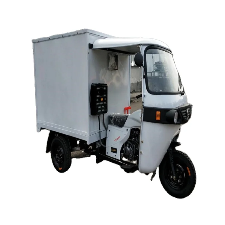 
2020 New Closed Mini Gas 3 Wheel Motorcycle Cargo Tricycle Delivery Van On Sale 