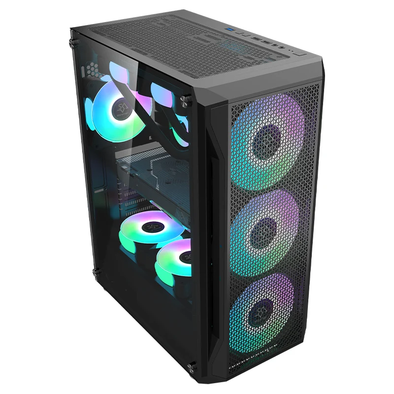 SNOWMAN Majestic Design Computer Gaming Case Full Tower EATX ATX MATX Mini ITX Black Desktop Case Tempered Glass PC Cabinet Case