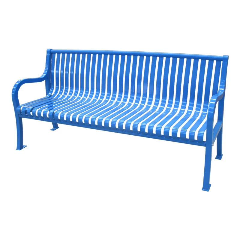 custom outdoor furniture slatted steel bench seating outside park street metal bench seat public garden patio iron bench chair