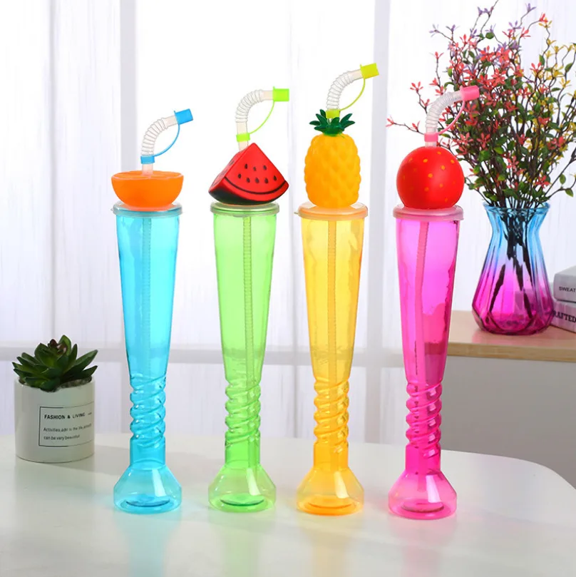 Hot Selling Personalized 500ml Dinosaur Shark Cartoon Clear PET Plastic Slush Yard Cup With Lid And Straw