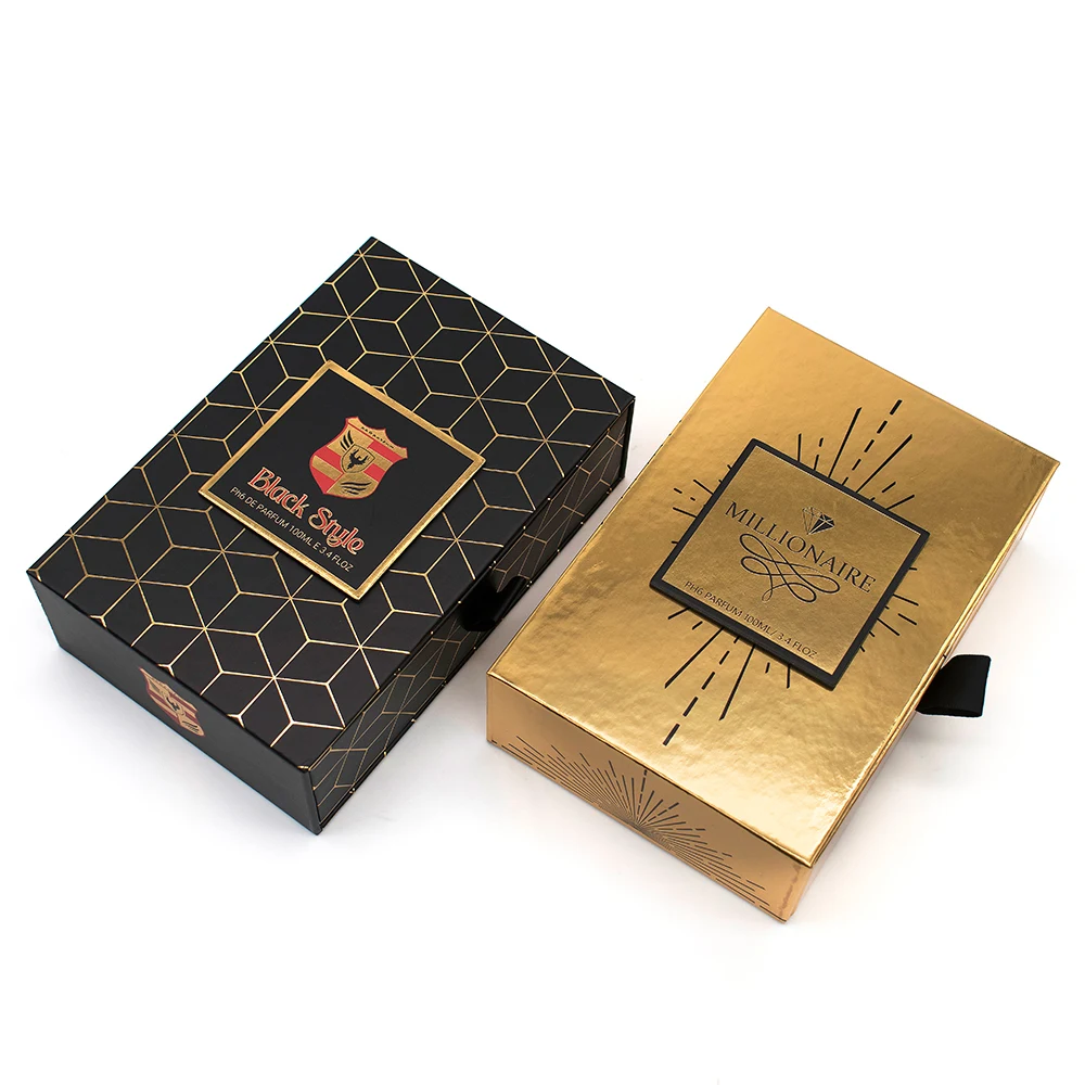 Recycled Matte Rigid Paper Drawer Box Custom Logo Premium Gift Perfume Box with EVA Foam Insert