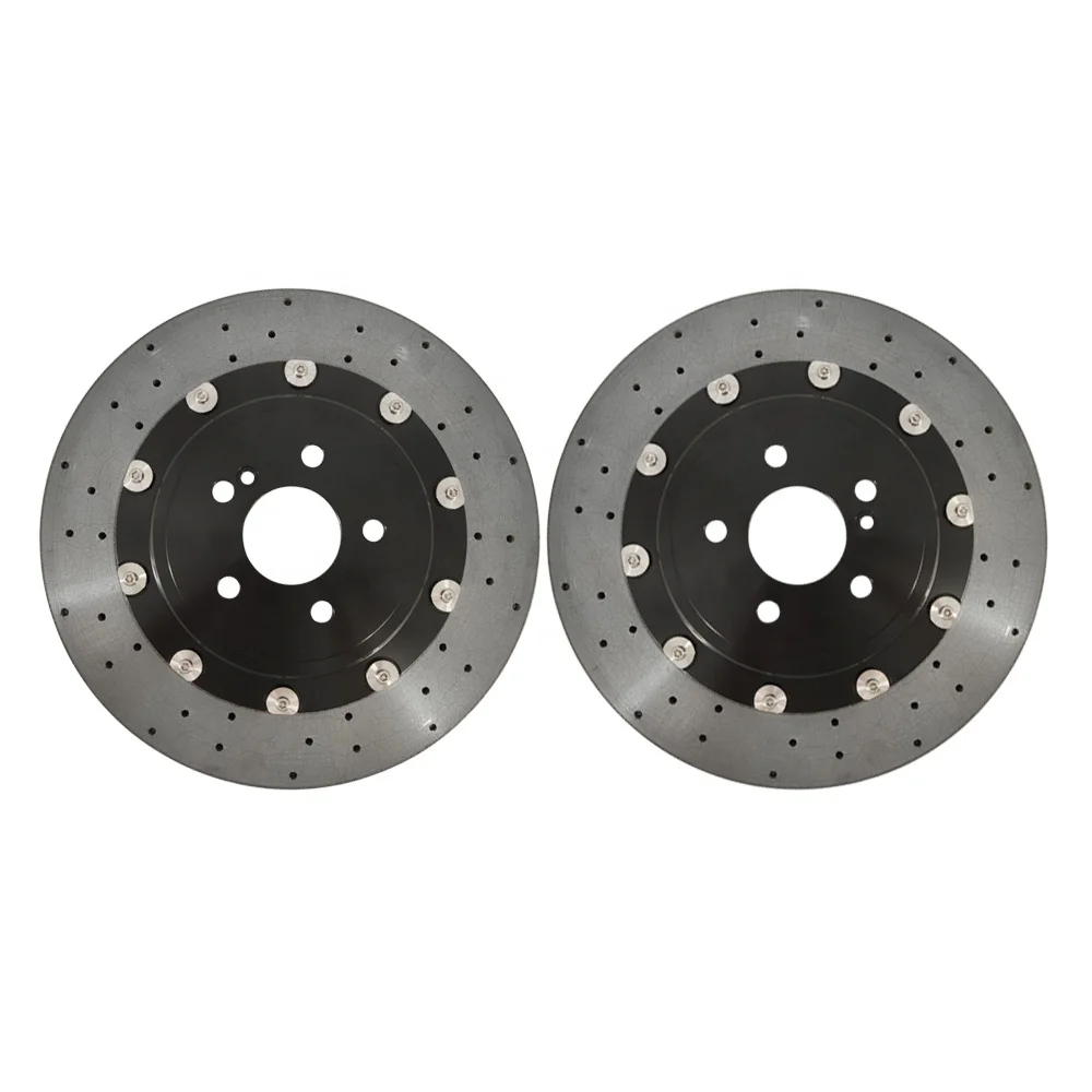 Automatic Upgrade 2-Pieces New Carbon Ceramic Drilled Front Break Disc Brake Rotor for Mercedes Benz C63 AMG 2314211812 390mm