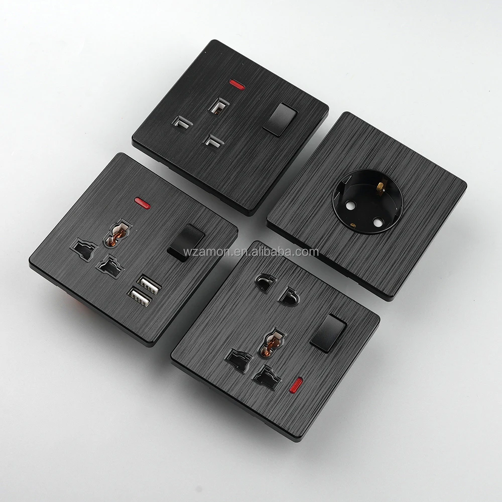 BS SQM brushed BS wenzhou electric home light wall power electrical switches plug uk socket sockets and switches electrical