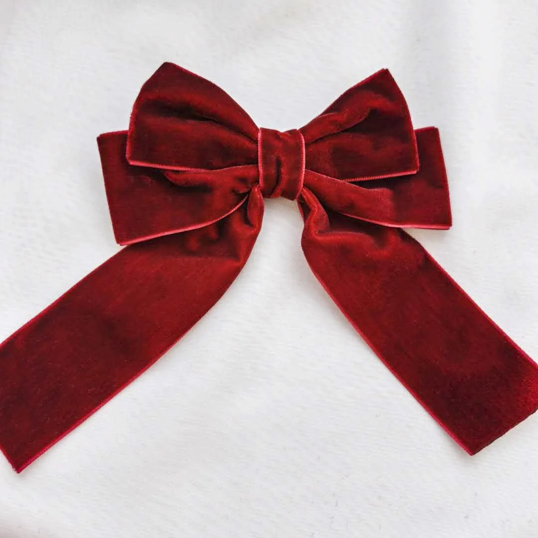 
2020 Fashion Hair Clip Headdress Bow Tie Duckbill Clip Black Velvet Hair Accessories For Girls 