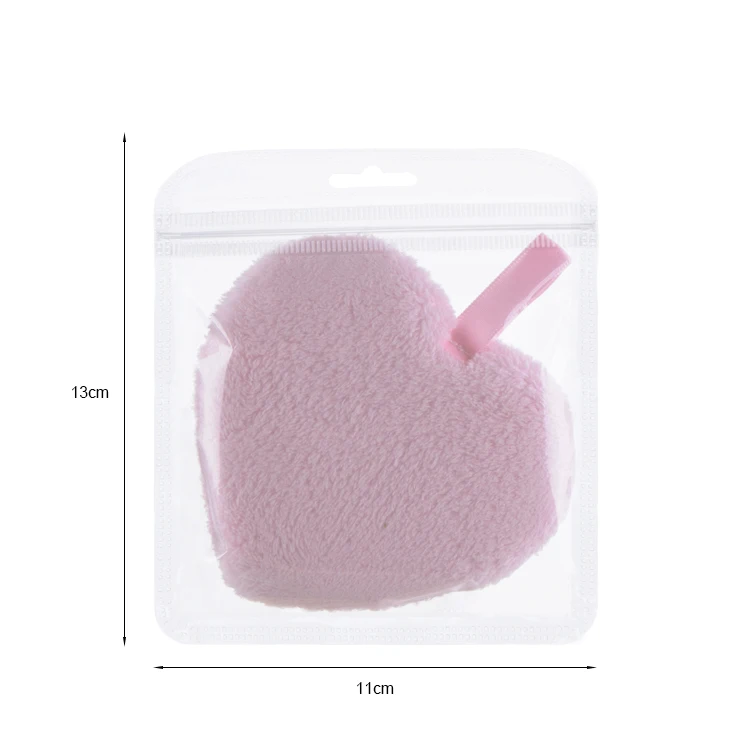 Private Label Reusable Cosmetic Product Face Makeup Cleansing Towel Cloth Tool Pink Love Heart Microfiber Cotton Remover Pad