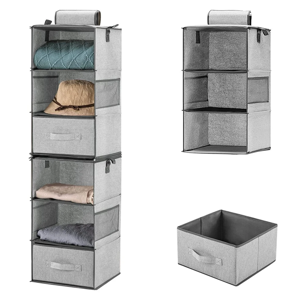 LINDON Space Saver Hanging Wardrobe Closet Shelving Organizer Storage with Drawers