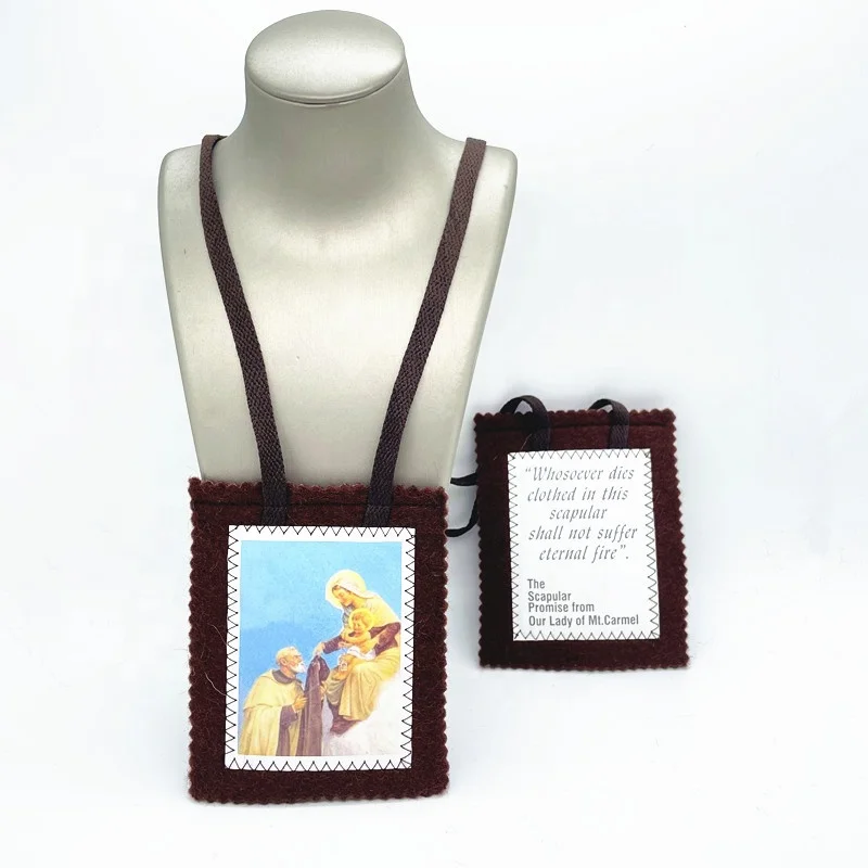 По индивидуальному заказу; Большие размеры шерсть Коричневый Scapular католический Simon запас молитва веревку этикетка лопаточного