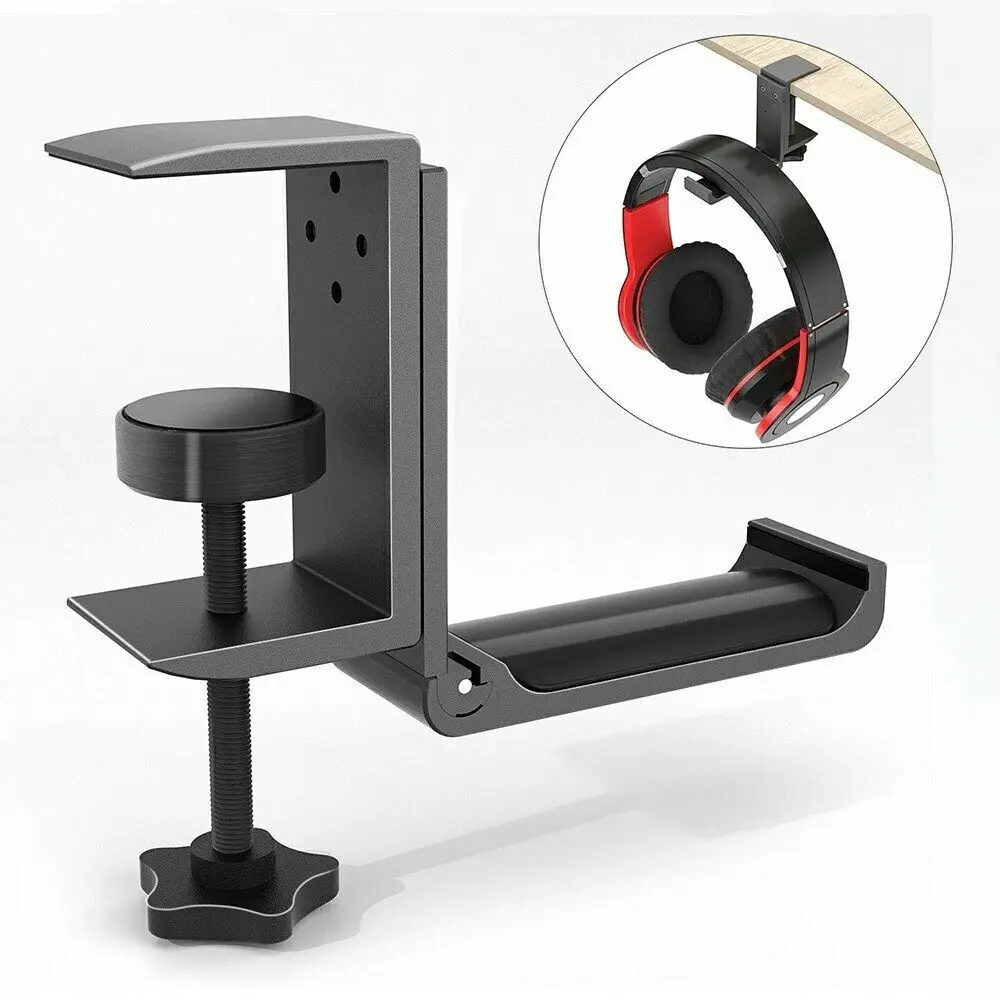 Foldable Headset Stand  Aluminum Gaming Headset Stand Under Desk Headphone Holder for Universal Headphones Hook