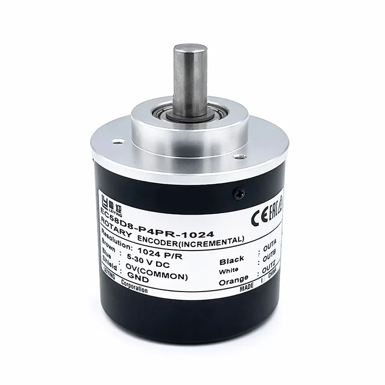 
 Standard shaft sleeve incremental rotary encoder EC58D8-P4PR-1024 Stop pin or double wing spring plate Direct cable outlet  