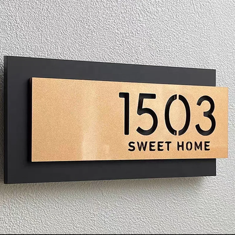 Custom No MOQ Office Door Sign Adhesive Acrylic Door Sign Apartment Hotel Number Plaque House Number Plate