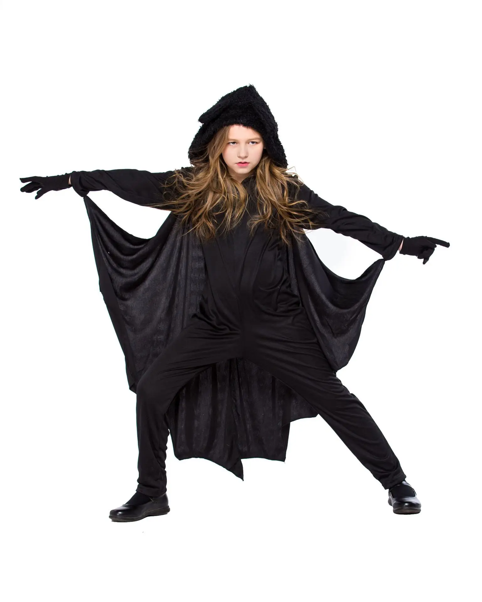 2024 Unisex TV Bat Man Cosplay Jumpsuit Adult Child Sizes Vampire Bat Hooded Costume Halloween Party Character Bat Wings