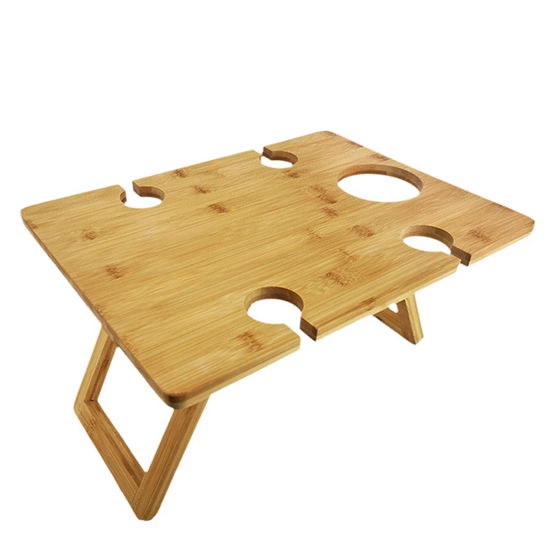 New Outdoor Large Folding Bamboo Snack Cheese Tray Portable Wine Picnic Table