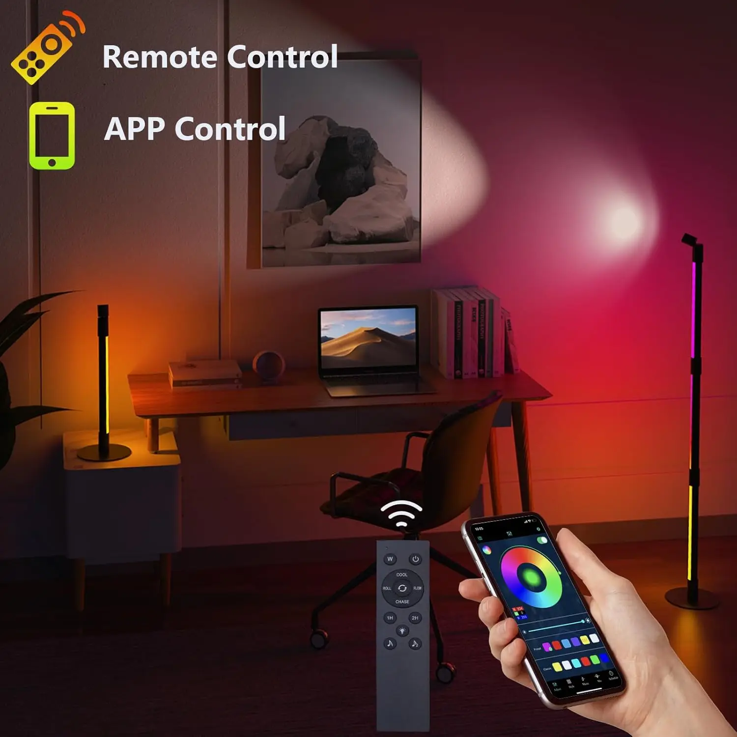 RGBW DIY Цвета 360 ° светодиодный напольный прожектор Смарт-приложение пульт дистанционного управления домашний Угловой светильник для спальни игровой гостиной